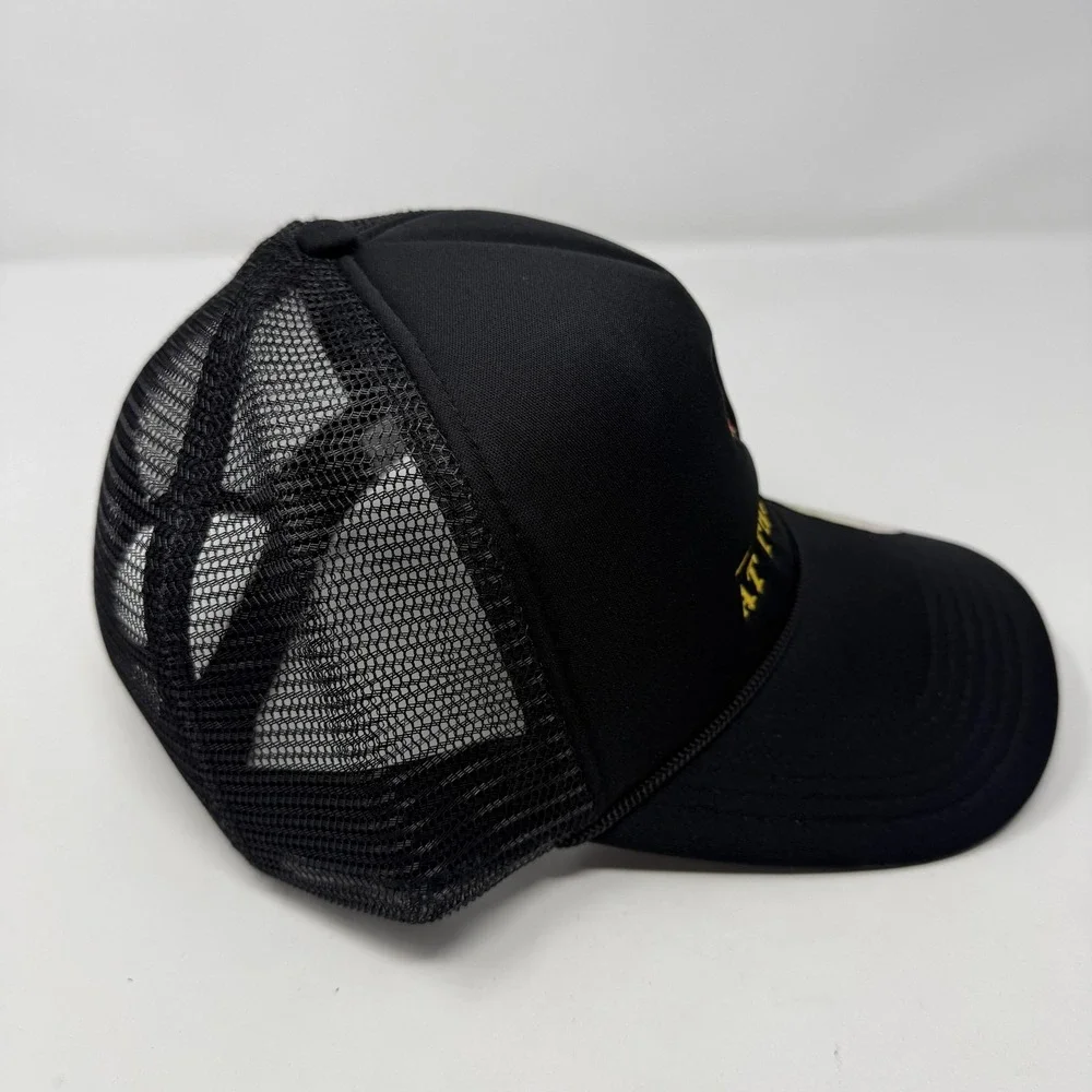 At The Sea Hat Cap Snap Back Black Trucker Mesh Embroidered Mens One Size